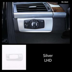 BMW ヘッドライト スイッチパネル 装飾カバー トリム ABS X5 E70 X6 E71 2008-2014 LHD カースタイリング インテリア - Silver