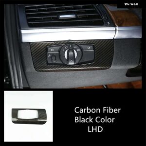 BMW ヘッドライト スイッチパネル 装飾カバー トリム ABS X5 E70 X6 E71 2008-2014 LHD カースタイリング インテリア - Carbon fiber color