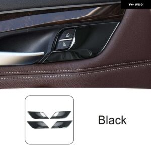 BMW ステンレスドアロックボタン パネル 装飾カバー トリム X5 X6 F15 F16 スタイリング 自動車インテリア - black