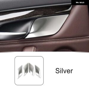 BMW ステンレスドアロックボタン パネル 装飾カバー トリム X5 X6 F15 F16 スタイリング 自動車インテリア - Silver