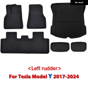 テスラ フロアマット トランクマット モデル 3 Y 2024 2017 駆動 RHD LHD 全ウェザー型フロアライナー カー - model y mat 6pcs