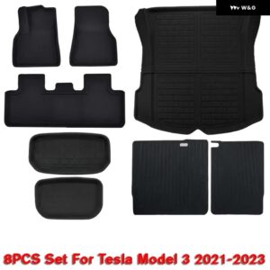 テスラ フロアマット トランクマット モデル 3 Y 2024 2017 駆動 RHD LHD 全ウェザー型フロアライナー カー - model 3 8pcs set