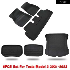 テスラ フロアマット トランクマット モデル 3 Y 2024 2017 駆動 RHD LHD 全ウェザー型フロアライナー カー - model 3 mat 6pcs