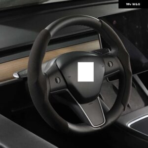 テスラ スエードステアリング ホイール カバー カスタムモデル 3 Y 2017-2022 2023 ノンスリップホイール プロテクター カバー 通 - black