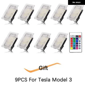 テスラ RGB LED ライト電球キットムードランププロジェクタートラン クランプ リモコンインテリアモデル Y 3 XS - Colour 9pcs with R-C