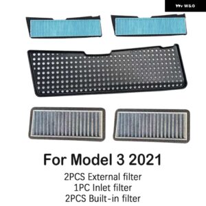 テスラ エアフローベントカバー メルトブローエアインレットエアフィルター トリムオートモデル 3 2016-21 - DSet For 3 2021