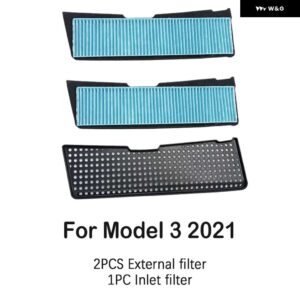 テスラ エアフローベントカバー メルトブローエアインレットエアフィルター トリムオートモデル 3 2016-21 - ESet For 3 2021