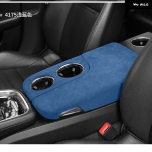 ポルシェ パラメーラ 2017-2023 センターコンソール アームレスト ボックス カバー トリム カップ ABS スエード ラップ インテリア - blue