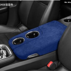 ポルシェ パラメーラ 2017-2023 センターコンソール アームレスト ボックス カバー トリム カップ ABS スエード ラップ インテリア - sapphire blue