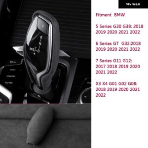 BMW 5 G30 G38 6 G32 7 G11 G12 X3 X4 G01 G02 G08 2018-22 ギアシフト ノブカバー アルカンタラシェル - Grey