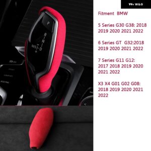 BMW 5 G30 G38 6 G32 7 G11 G12 X3 X4 G01 G02 G08 2018-22 ギアシフト ノブカバー アルカンタラシェル - red