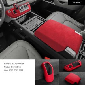 ランドローバー ディフェンダー 2020-23 インテリア 中央ギアレバーコンソール と アームレスト ボックス 蓋シースシェルカバー - Red Kit