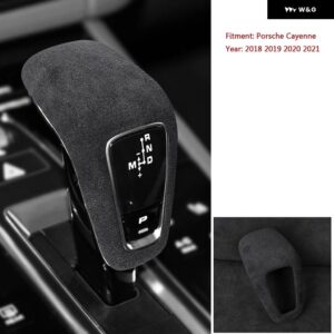 ポルシェ カイエン 2018-21 ギアレバーシフター スティックシフトシースカバー 車トリム 装飾 - black