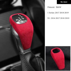 BMW スエード インテリア ギアレバー スティックシフトハンドルカバー X1 2017 2018 2019 - red