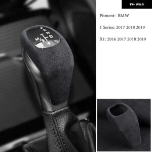 BMW スエード インテリア ギアレバー スティックシフトハンドルカバー X1 2017 2018 2019 - black