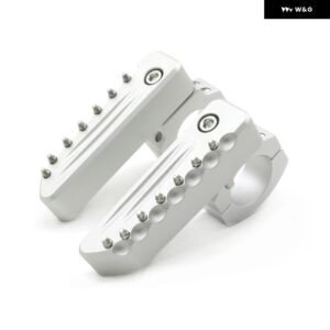 BMW オートバイ フロント フットペグ 折りたたみ フットレスト クランプ 22MM 25MM R1200GS LC R1250GS ADV アドベンチャー GSA 2013-2022 - Silver