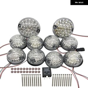 ランドローバー 10ピース /キット ディフェンスライトセット 90/110 83-90 LED アップドキット ランプ交換フロントリア インジケータ ーテールストップ位置 - clear