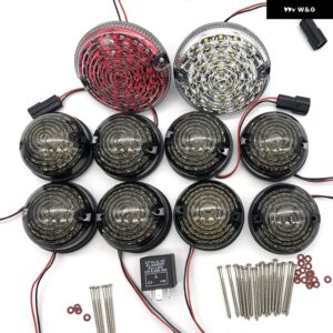 ランドローバー 10ピース /キット ディフェンスライトセット 90/110 83-90 LED アップドキット ランプ交換フロントリア インジケータ ーテールストップ位置 - smoke