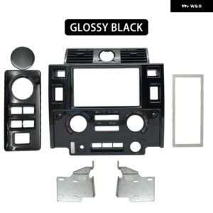 ランドローバー カースタイリング ステレオ ダブル 2 DIN ダッシュキット ダッシュボード センター コンソール ディフェンダー マット ブラック - Glossy black