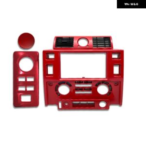 ランドローバー カースタイリング ステレオ ダブル 2 DIN ダッシュキット ダッシュボード センター コンソール ディフェンダー マット ブラック - red
