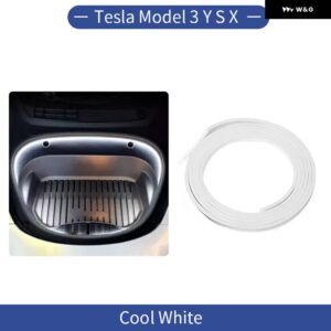 テスラ 5メートル モデル 3 Y S X フランク明るく LED ストリップ ライトフロントリア トランク シリコン ライト柔軟なカー 12V - Cool White