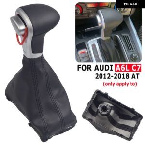 アウディ 自動 ギアシフト ノブと黒革ブーツレッドライン A4 B8 A5 Q5 2009-13 - A6L C7