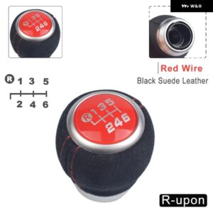 スバル スエード レザー ギアシフト レバーノブ レガシィアウトバックフォレスターインプレッサ STI WRX スティックシフター - Su Leath-Red-UP-R6