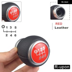 スバル スエード レザー ギアシフト レバーノブ レガシィアウトバックフォレスターインプレッサ STI WRX スティックシフター - Leath-Red-UP-R6