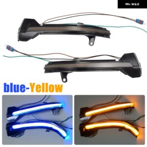 BMW 2個 ダイナミック ウィンカー LED バックミラー インジケータ ーウインカー リピーターライト 5 6 7シリーズ F10 F11 F07 F06 F12 F13 F01 - Blue-Yellow