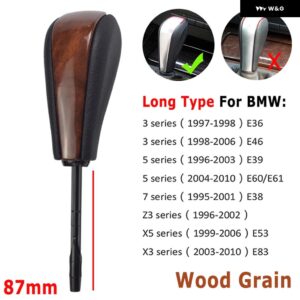 BMW スタイリングショート/ロング自動ギアスティックシフトギアノブ E81 E82 E87 E90 E91 E93 E36 E38 E46 Z4 Z3 E53 E60 X5 X3 - Wood grain-Long