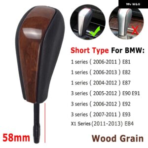 BMW スタイリングショート/ロング自動ギアスティックシフトギアノブ E81 E82 E87 E90 E91 E93 E36 E38 E46 Z4 Z3 E53 E60 X5 X3 - Wood grain-Short