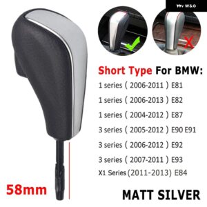 BMW スタイリングショート/ロング自動ギアスティックシフトギアノブ E81 E82 E87 E90 E91 E93 E36 E38 E46 Z4 Z3 E53 E60 X5 X3 - Silver-Short