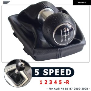 アウディ 黒赤ライン 5/6スピードシフトギアノブレバー GAITOR ブーツカバー AUDI A4 B6 B7 2002-2008 - 5-R Speed