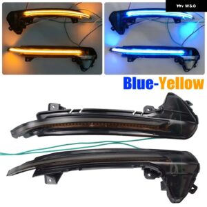 アウディ LED ダイナミック ウィンカーライト A6 C7 C7.5 RS6 S6 4G 2個 サイドウイングバックミラー ウインカー インジケータ ー 2012-2018 - Yellow-Blue