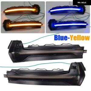 アウディ A3 8V S3 RS3 LED ダイナミック ウィンカーライト 点滅水サイドミラー インジケータ ーウインカー 2013-18 - Blue-Yellow