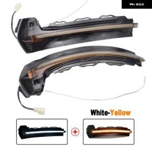 アウディ A3 8V S3 RS3 LED ダイナミック ウィンカーライト 点滅水サイドミラー インジケータ ーウインカー 2013-18 - White-Yellow