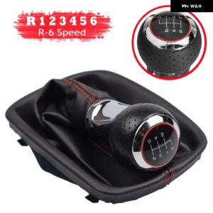 アウディ 黒赤ライン 5/6スピードシフトギアノブレバーゲートルブーツカバー A4 B6 8E 2000-2004 A6 C5 4B 1997-2005 - R-6 Speed