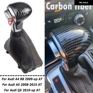 アウディ A4 B8 A5 Q5 40148-2014 シフトレバー ギアシフト ノブゲートルブーツレザー カバー - CARBON
