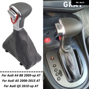 アウディ A4 B8 A5 Q5 40148-2014 シフトレバー ギアシフト ノブゲートルブーツレザー カバー - Leather-Gray