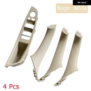 BMW ABS インナードア ハンドルパネル プルトリム カバー 5シリーズ F10 F11 520D 530D 535I 550I 51417225857 51417225853 - Beige-White-4pcs