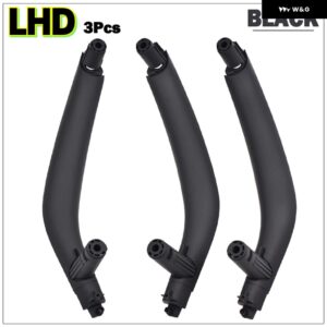 BMW 3ピース ブラック ABS インナー インテリア ドアプルハンドルトリム カバー X5 X6 F15 F16 2014-18 LHD RHD - Black-LHD