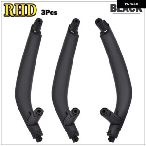 BMW 3ピース ブラック ABS インナー インテリア ドアプルハンドルトリム カバー X5 X6 F15 F16 2014-18 LHD RHD - Black-RHD