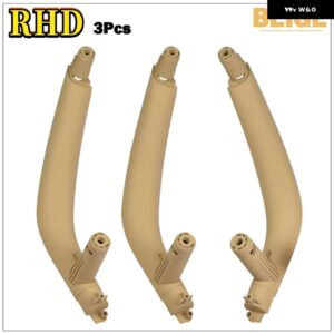 BMW 3ピース ブラック ABS インナー インテリア ドアプルハンドルトリム カバー X5 X6 F15 F16 2014-18 LHD RHD - Beige-RHD