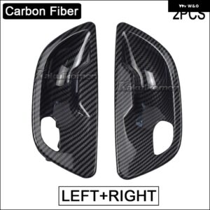 BMW 車 インテリア ドア ハンドルボウル カバー トリム ブラック 5シリーズ F10 F11 F18 2010-2017 LHD RHD 51417226363 - carbon fiber 2pcs