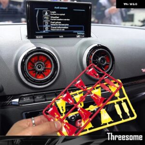 アウディ 4個 インテリア フロント ダッシュボード エアコンカバー A3 S3 RS3 8V 2013-16 エアベント アウトレット交換 - red