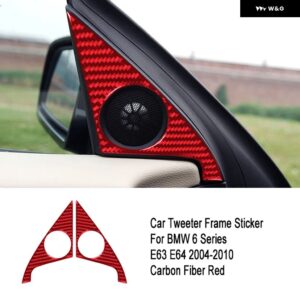 BMW カーボンドアスピーカースピーカー 装飾 サークルトリム カバー ステッカー 6シリーズ E63 E64 2004 - 2010 - D6