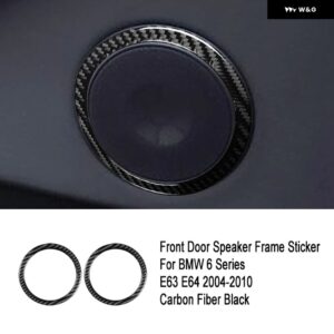 BMW カーボンドアスピーカースピーカー 装飾 サークルトリム カバー ステッカー 6シリーズ E63 E64 2004 - 2010 - D1 Front Door