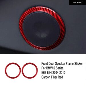 BMW カーボンドアスピーカースピーカー 装飾 サークルトリム カバー ステッカー 6シリーズ E63 E64 2004 - 2010 - D2 Front Door