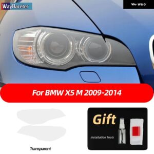 BMW 2個 ヘッドライト フィルムフロントライトクリアスモークブラック TPU ステッカー X5 E70 X5M M パフォーマンス 2007-2013 - X5 M transparent