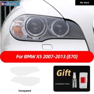 BMW 2個 ヘッドライト フィルムフロントライトクリアスモークブラック TPU ステッカー X5 E70 X5M M パフォーマンス 2007-2013 - X5 transparent